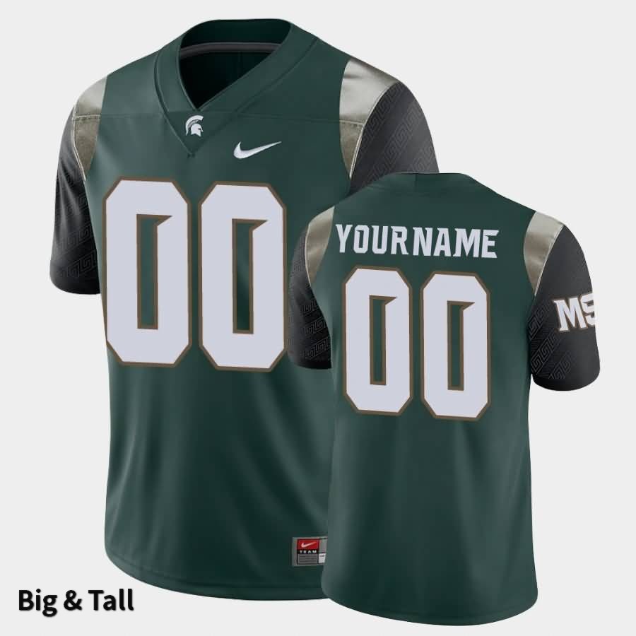 Men's Michigan State Spartans #00 Custom NCAA Nike Authentic Green Big & Tall College Stitched Football Jersey FC41R31DN